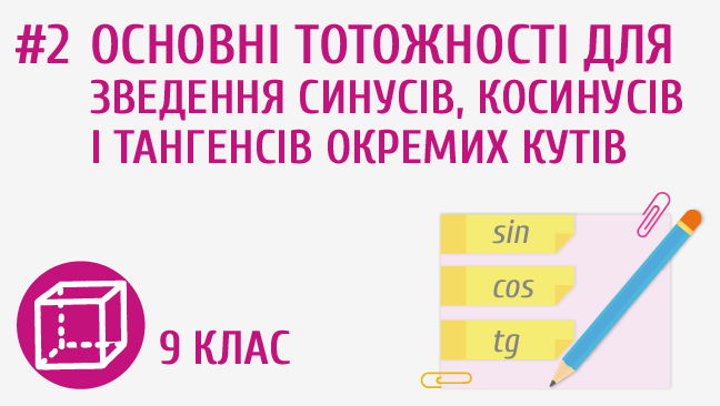 Основні тотожності для зведення синусів, косинусів і тангенсів окремих кутів