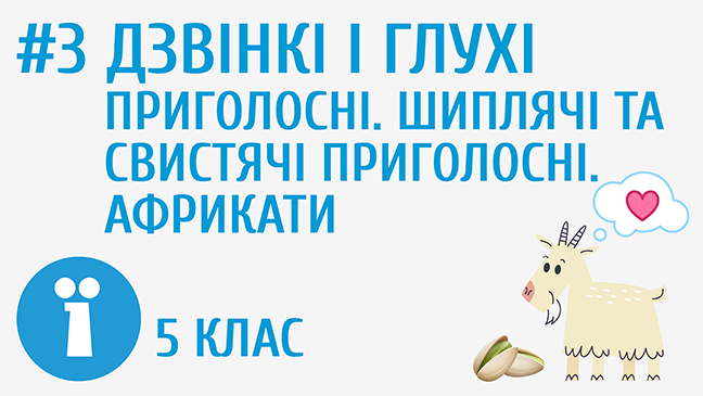 Дзвінкі і глухі приголосні. Шиплячі та свистячі приголосні. Африкати