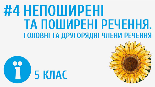 Непоширені та поширені речення. Головні та другорядні члени речення