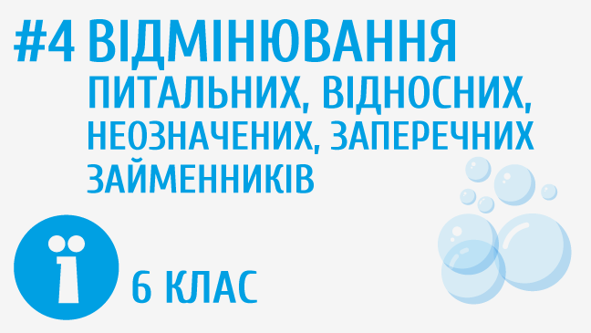 Відмінювання питальних, відносних, неозначених, заперечних займенників